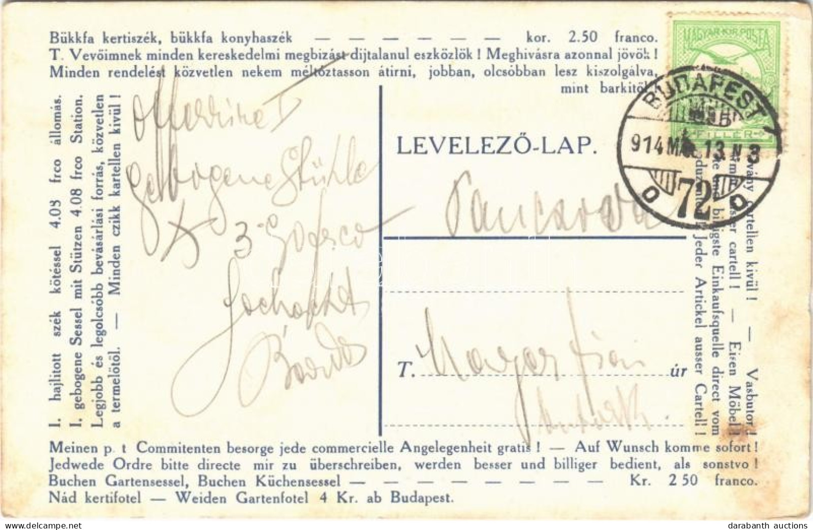 T2/T3 1914 Bárdos Ármin Kereskedő üzletének Reklámlapja. Budapest VII. Dob Utca 98. / Hungarian Shop Advertising Card (f - Non Classés