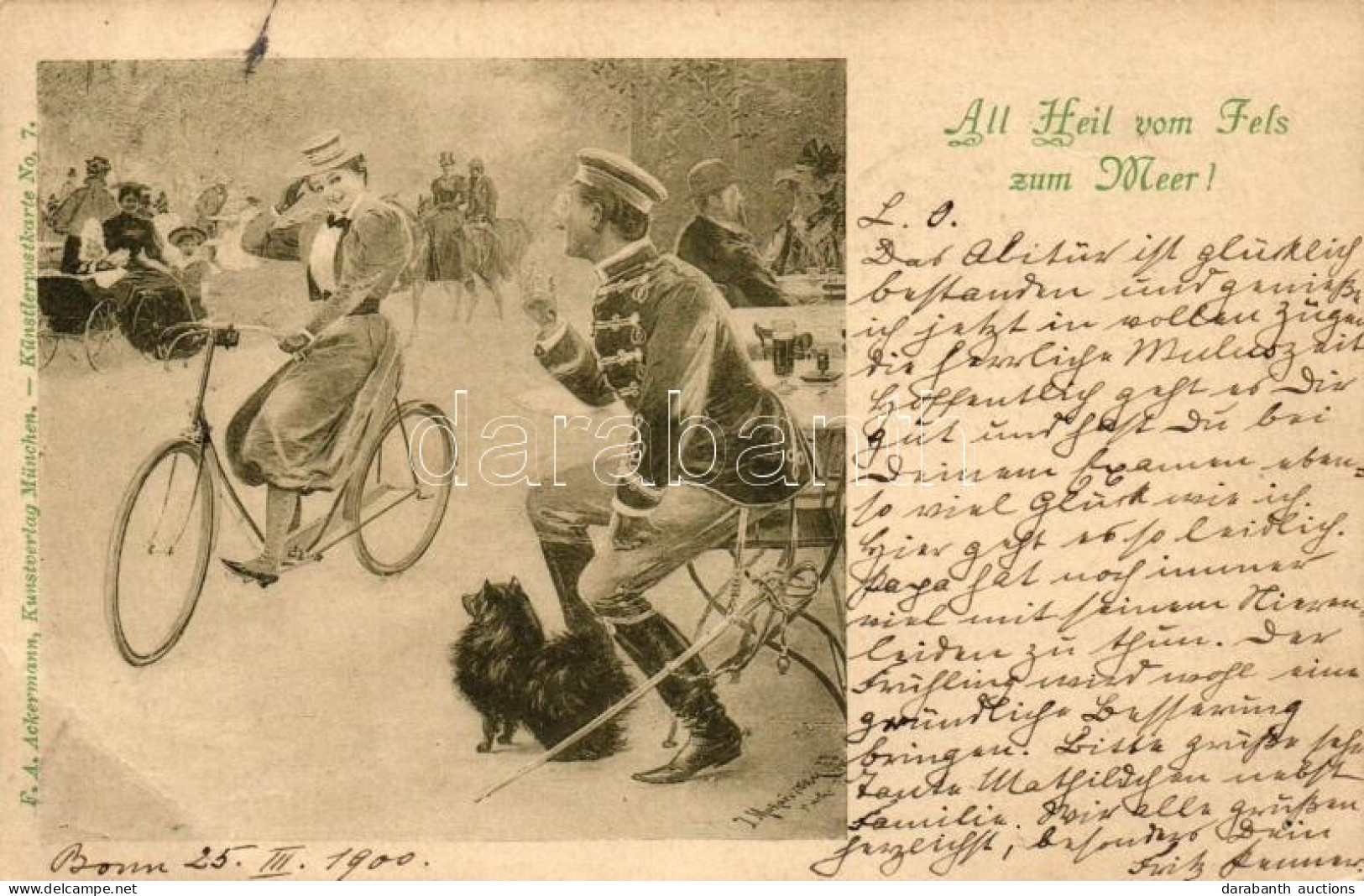 T3 All Heil Vom Fels Zum Meer / Lady On Bicycle, F. A. Ackermann Künstlerpostkarte No. 7. S: J. Mukarovsky (EB) - Ohne Zuordnung