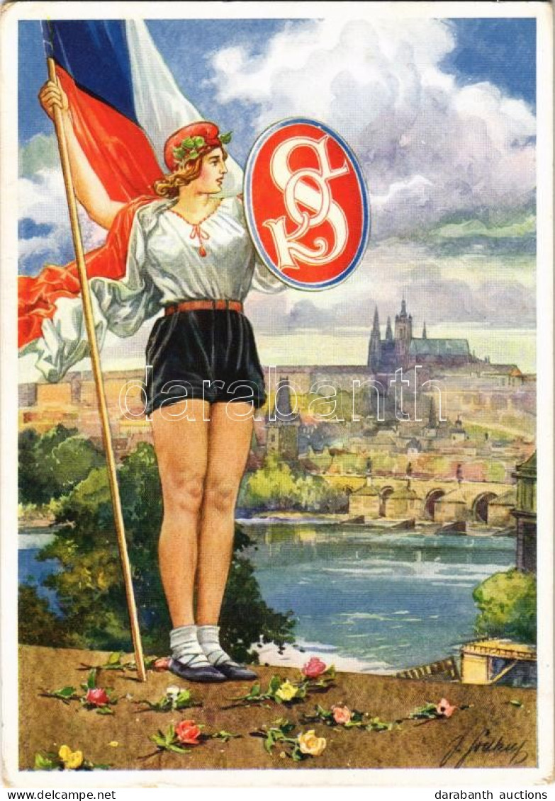 T2/T3 1938 X. Vsesokolsky Slet Praha / 10th Sokol Meeting In Prague. Sokol Sports Movement Advertisement Card, Patriotic - Zonder Classificatie