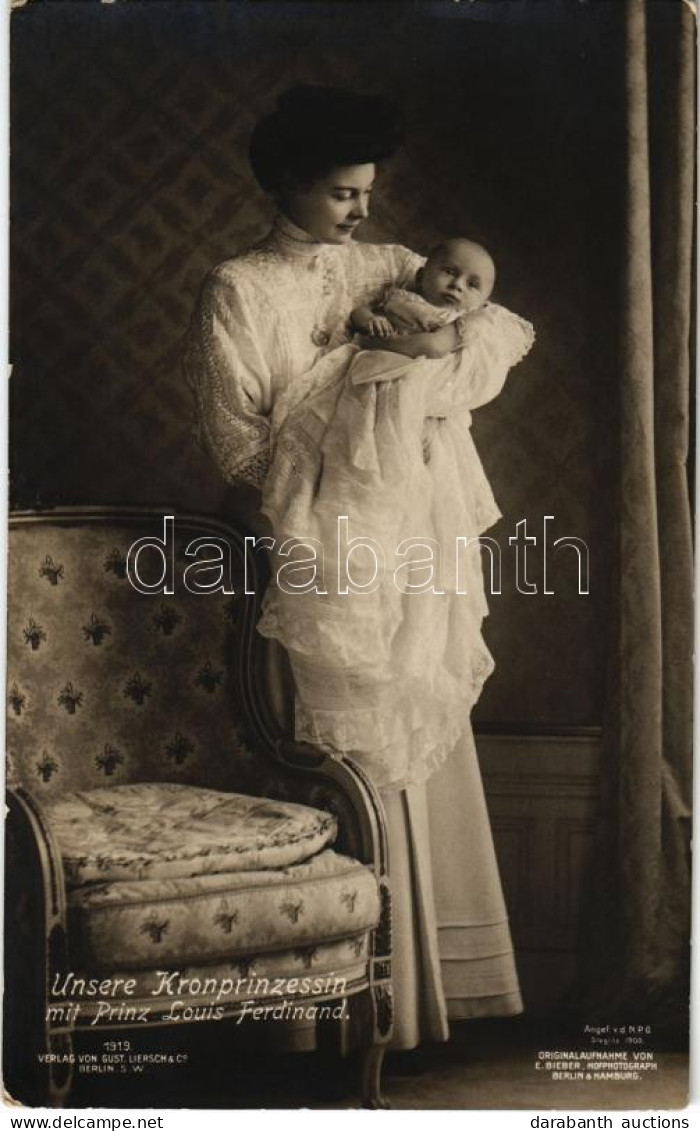 ** T2/T3 Unsere Kronprinzessin Mit Prinz Louis Ferdinand. Originalaufnahme V. E. Bieber Hofphotograph / Duchess Cecilie, - Non Classés