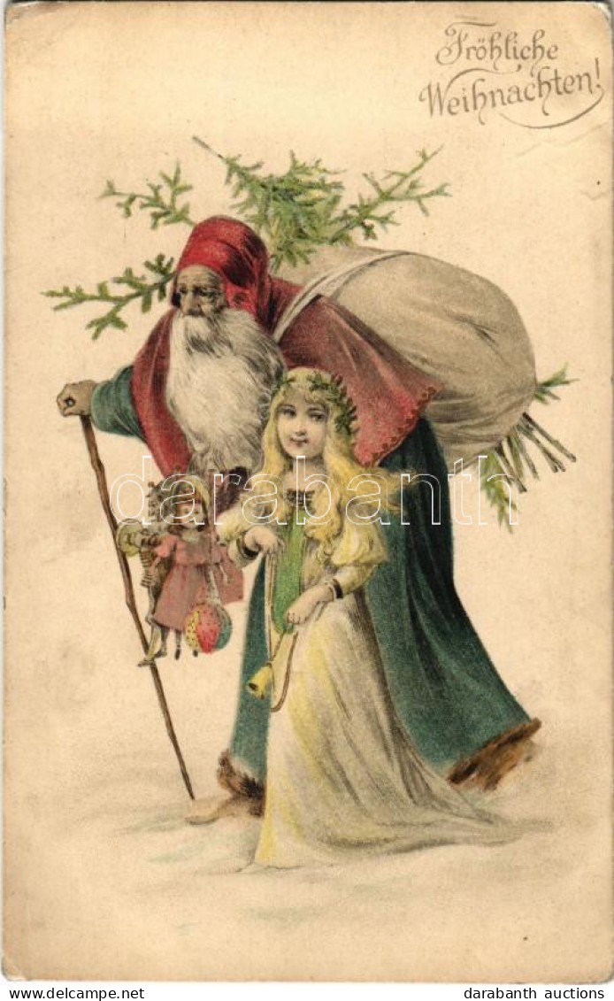 ** T2/T3 Fröhliche Weihnachten! / Kellemes Karácsonyi Ünnepeket! Mikulás / Christmas Greeting With Saint Nicholas. Litho - Ohne Zuordnung