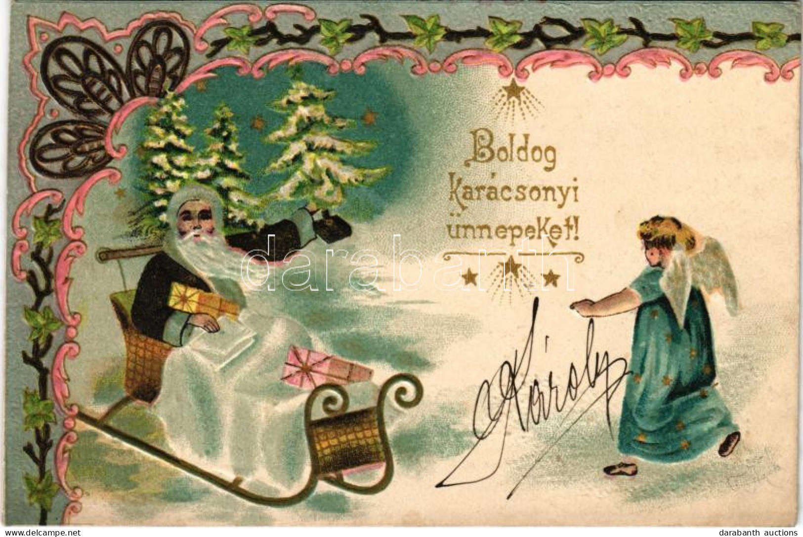 T2 1901 Boldog Karácsonyi ünnepeket! Mikulás - Dombornyomott Litho / Christmas Greeting With Saint Nicholas. Embossed Li - Sin Clasificación