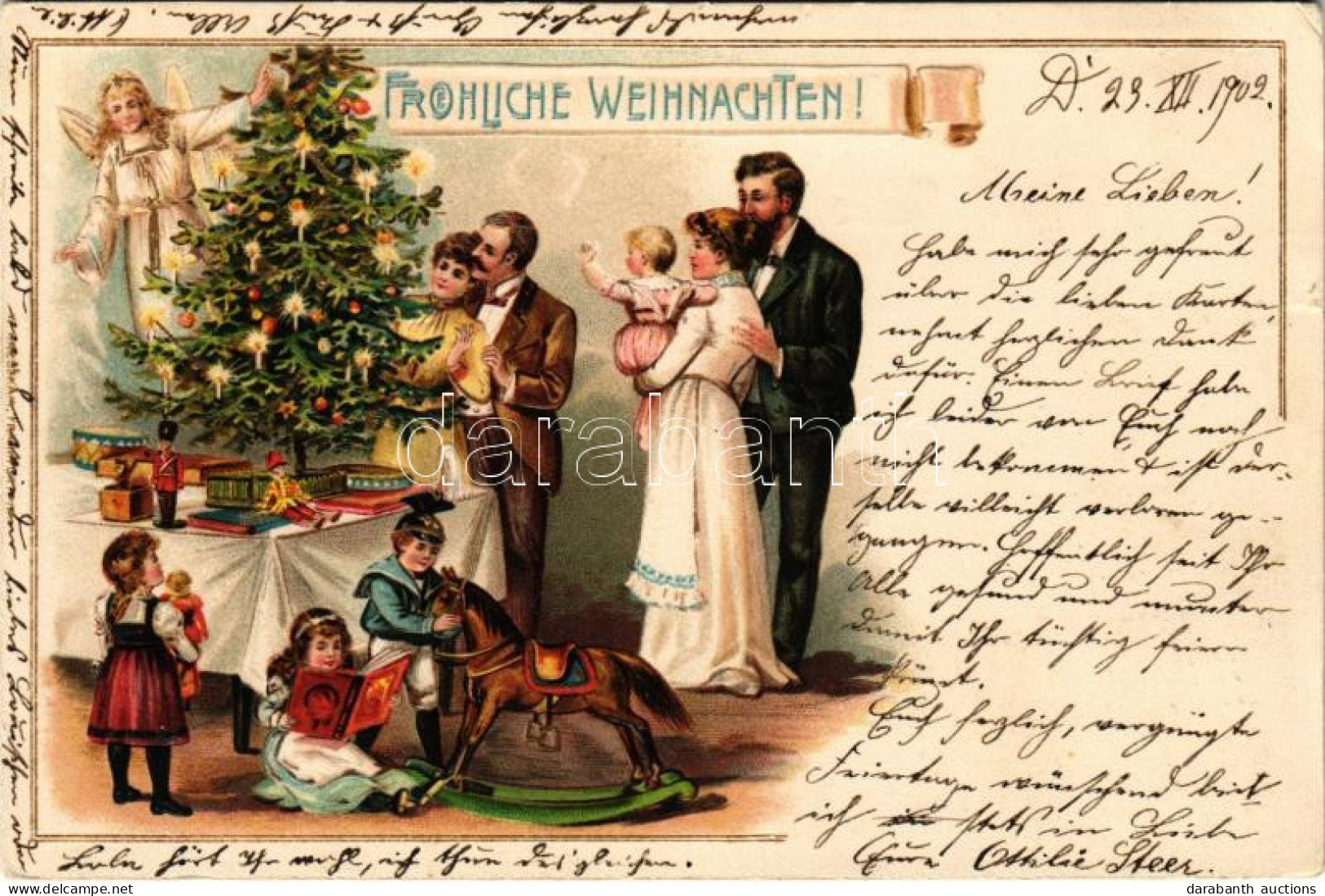 T4 1902 Frohliche Weihnachten / Christmas Greeting Art Postcard With Christmas Tree And Toys. Emb. Litho (lyuk / Pinhole - Unclassified