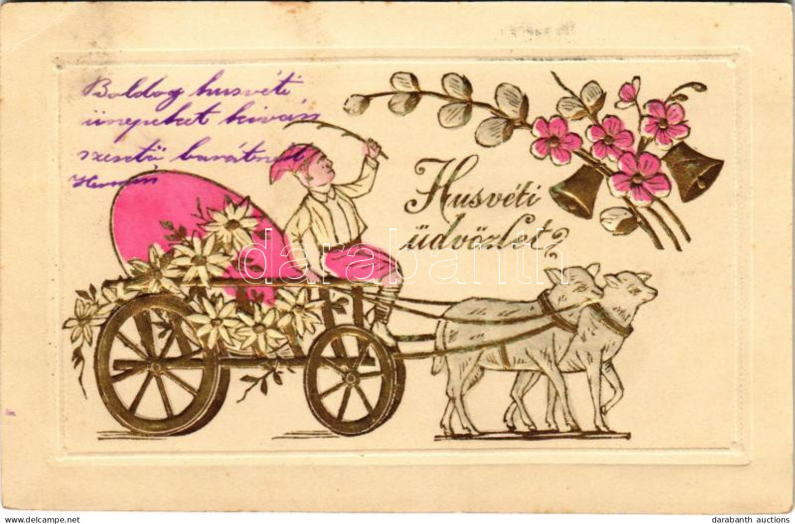 T2/T3 1903 Húsvéti üdvözlet / Easter Greeting Art Postcard With Sheep And Egg. Floral, Emb. Litho (EK) - Non Classés