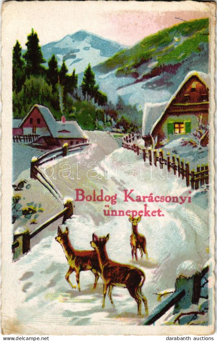 * T2/T3 1943 Boldog Karácsonyi ünnepeket / Christmas Greeting Art Postcard With Deer - Non Classés