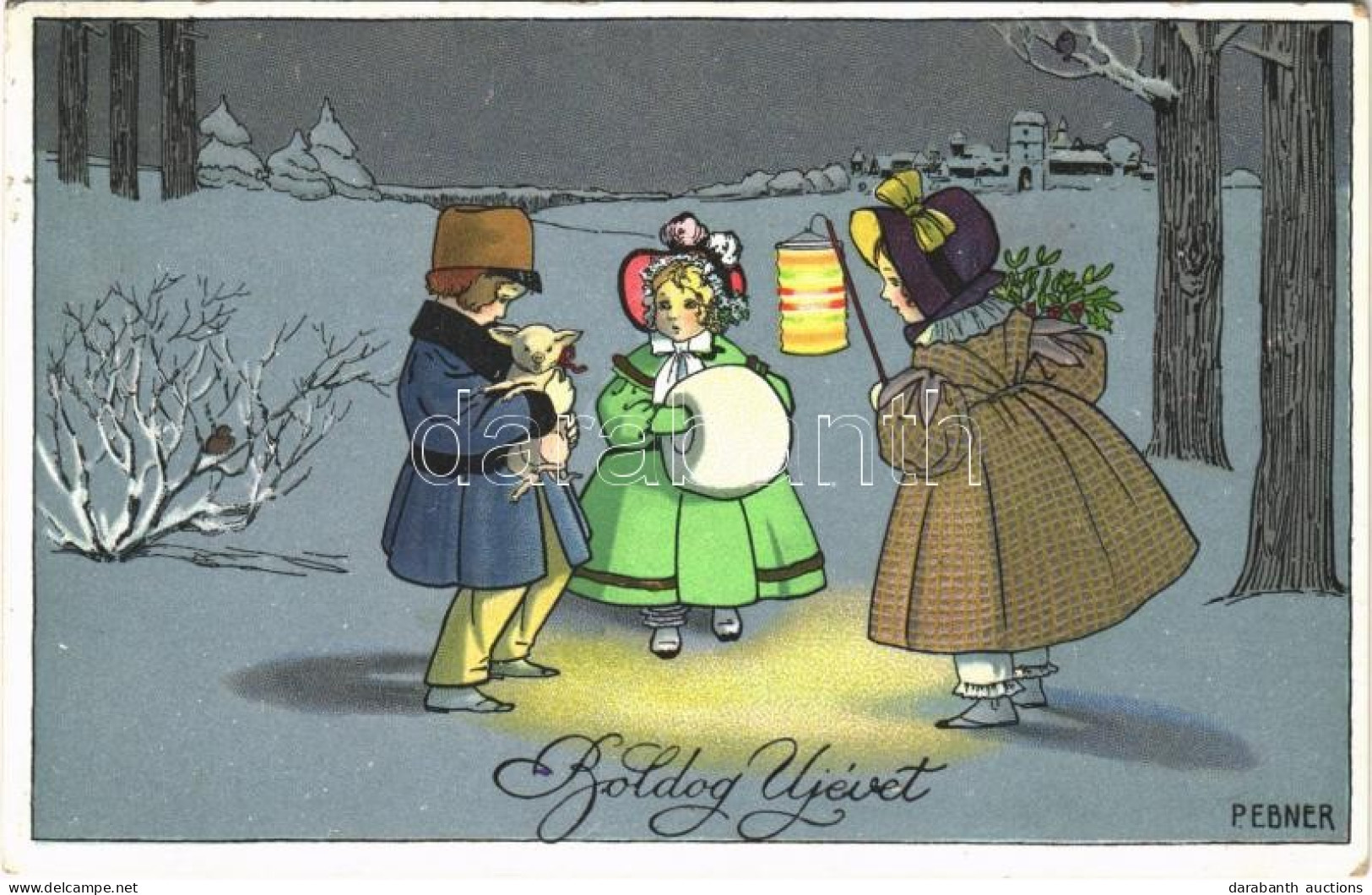 T2/T3 1933 Boldog Újévet! / New Year Greeting Art Postcard With Pig. M. M. Nr. 1392. Litho S: Pauli Ebner - Sin Clasificación