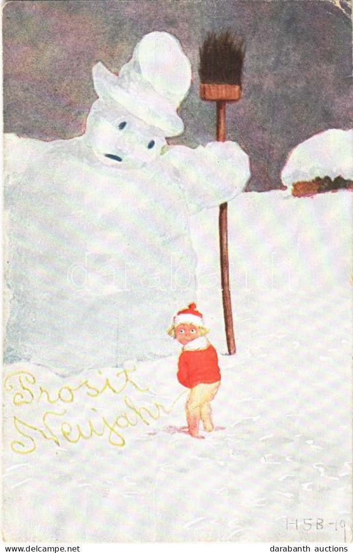 T2/T3 Prosit Neujahr! / New Year Greeting Card, Snowman, Humour, Piss. Verlag Neue Meister No. 363. S: HSB (EK) - Ohne Zuordnung