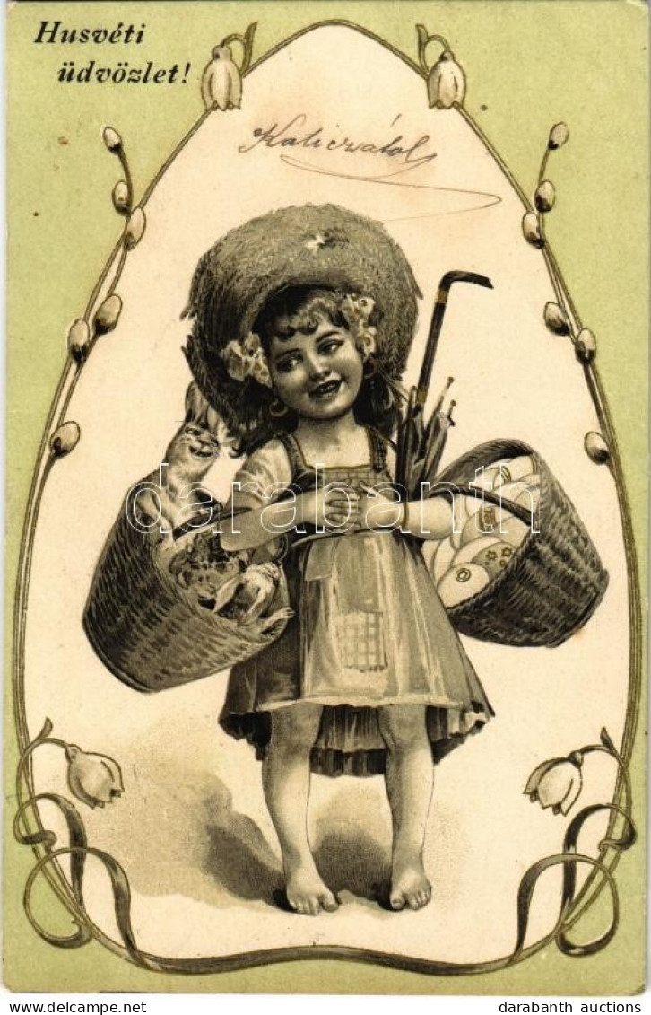 * T2 1906 Húsvéti üdvözlet! / Easter Greeting With Rabbit And Eggs. Art Nouveau, Litho - Non Classés