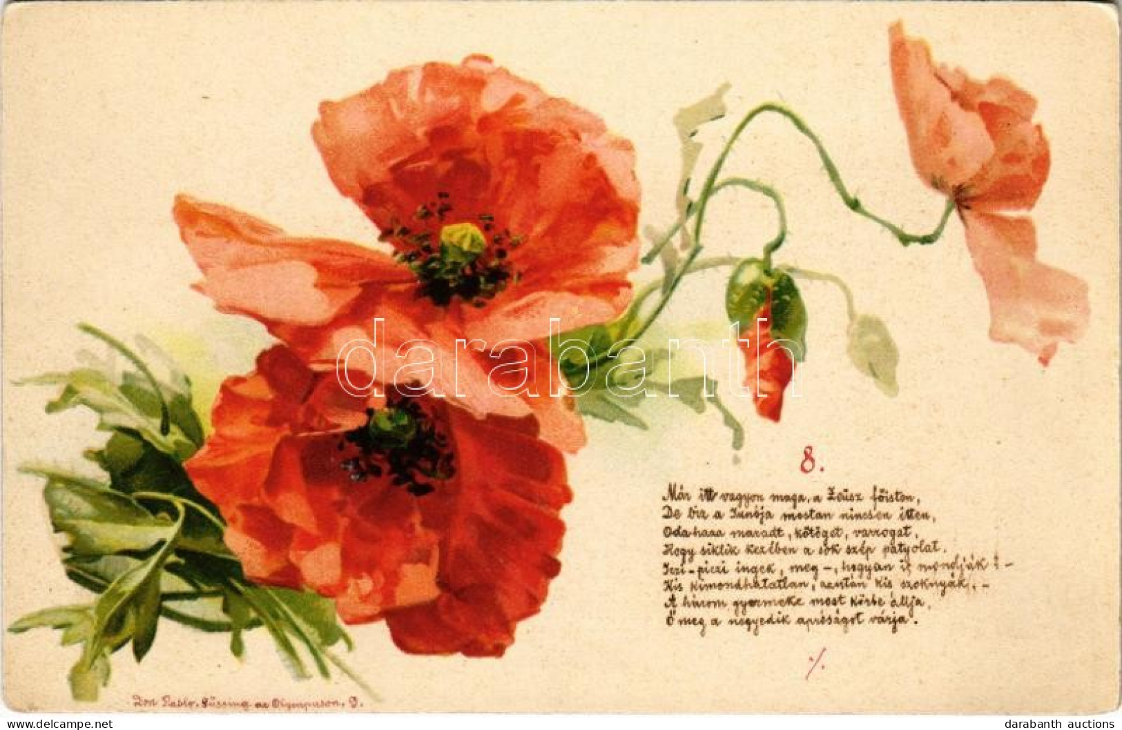 * T2/T3 Flowers. Litho Art Postcard - Ohne Zuordnung