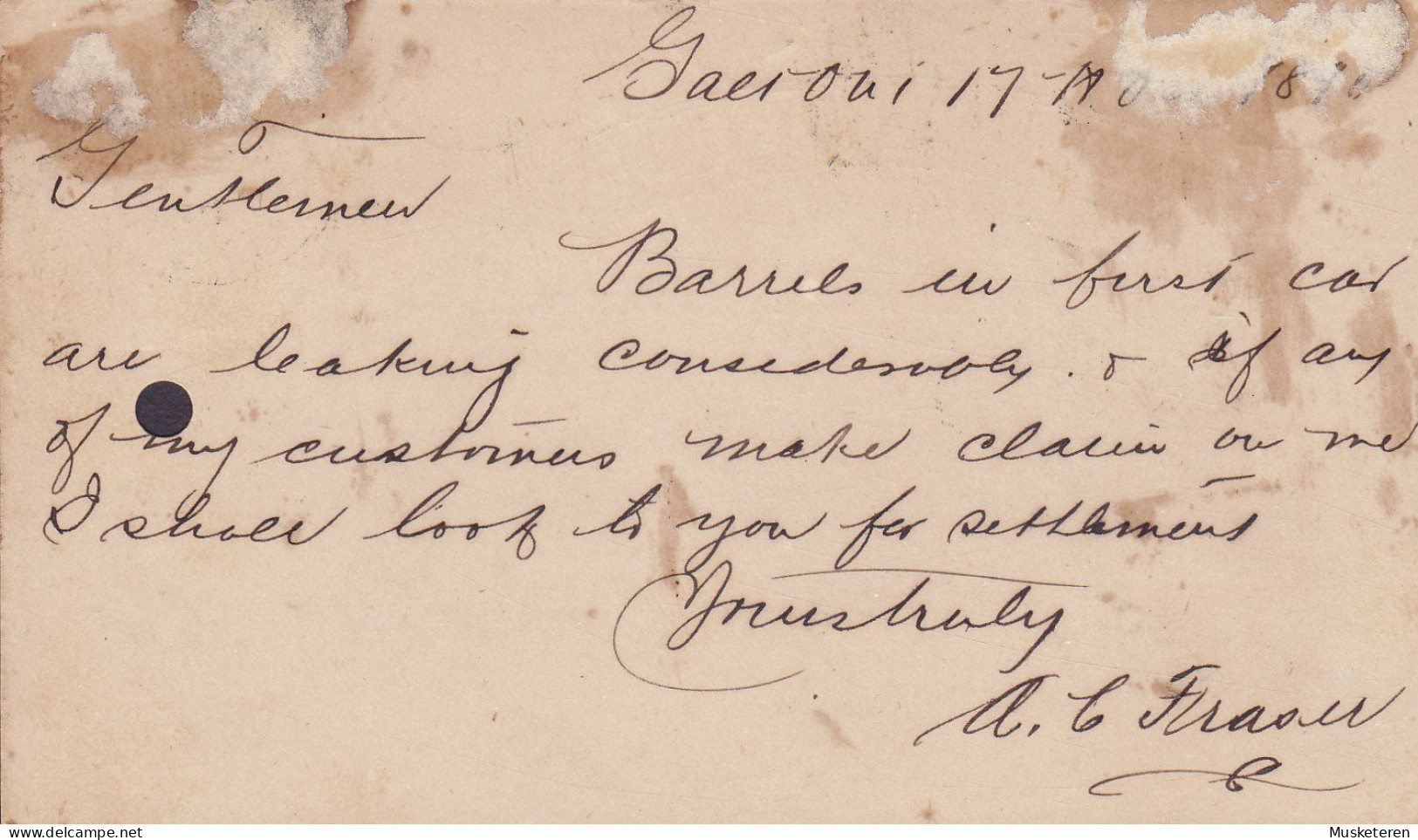 Canada POstal Stationery Ganzsache Entier ONE CENT Victoria JAS WARNECK & Co. GALT Ont. 1890 LONDON Ont (Arr.) - 1860-1899 Règne De Victoria