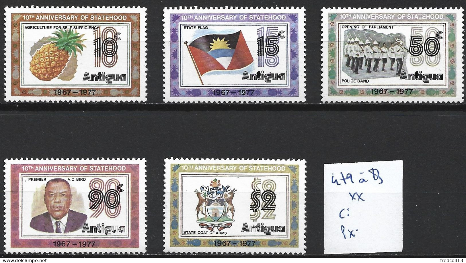 ANTIGUA 479 à 83 ** Côte 6 € - 1960-1981 Autonomia Interna