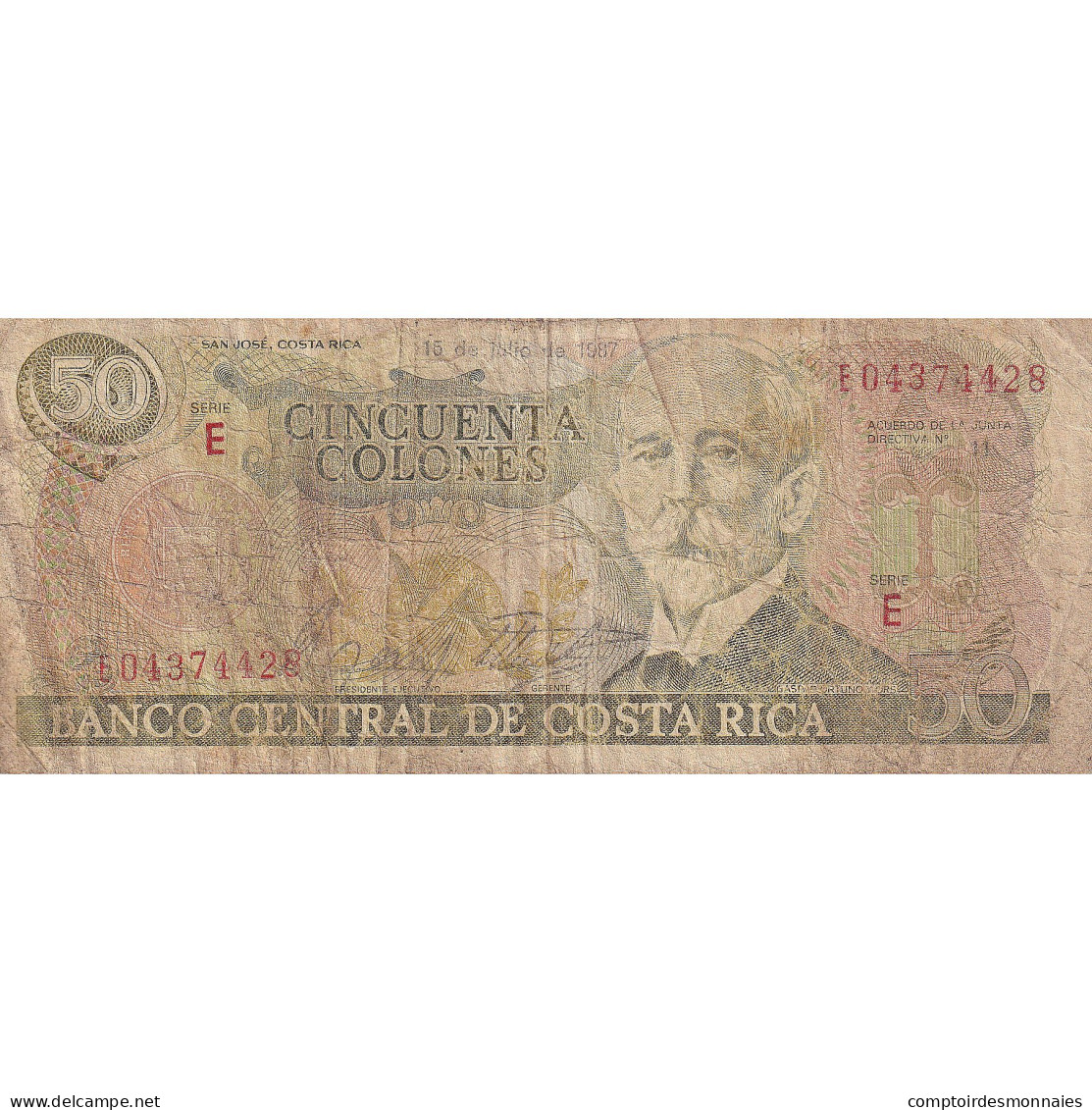 Billet, Costa Rica, 50 Colones, 1987-07-15, KM:257a, B - Costa Rica