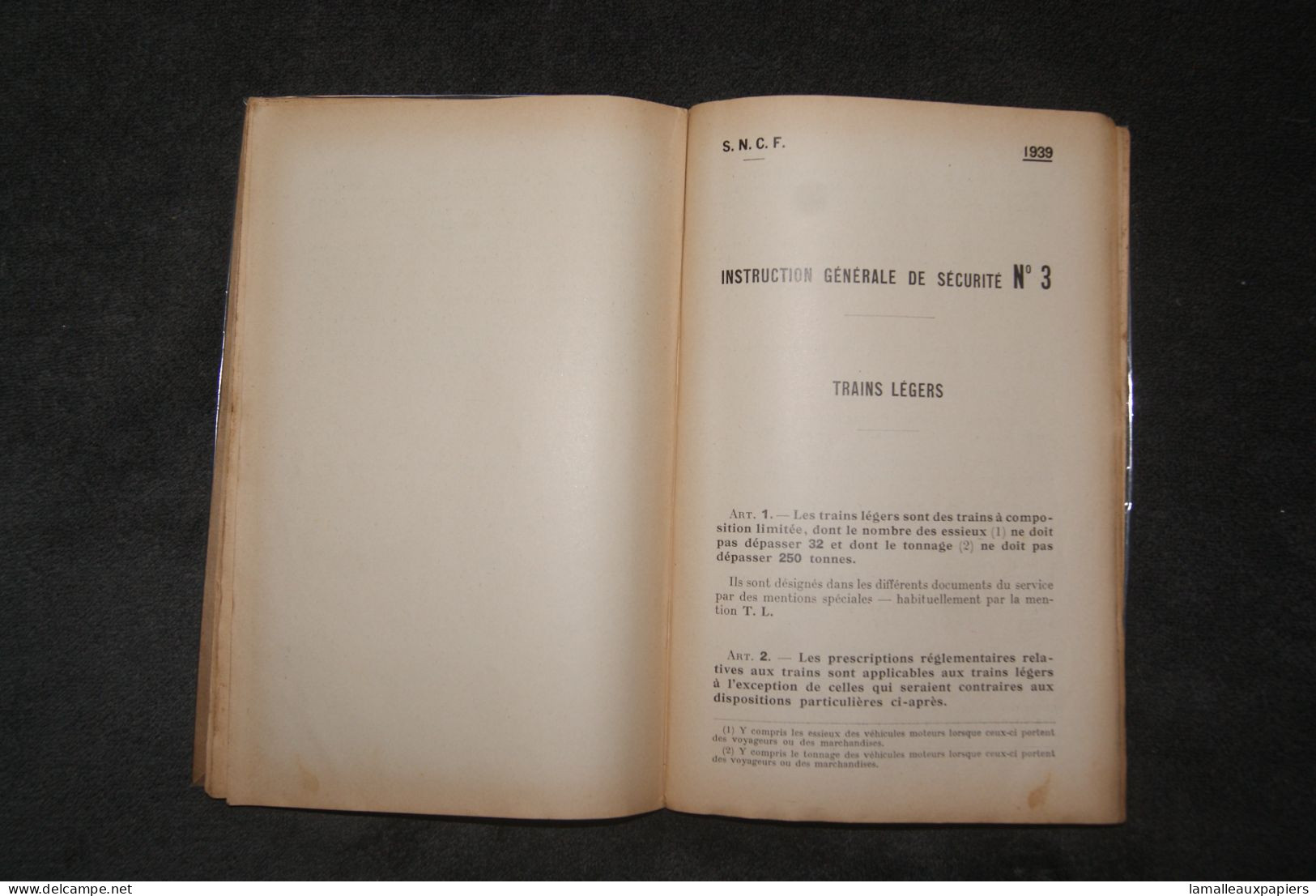 SNCF Réglement Général De Sécurité 1939 Et 1940 - Bahnwesen & Tramways