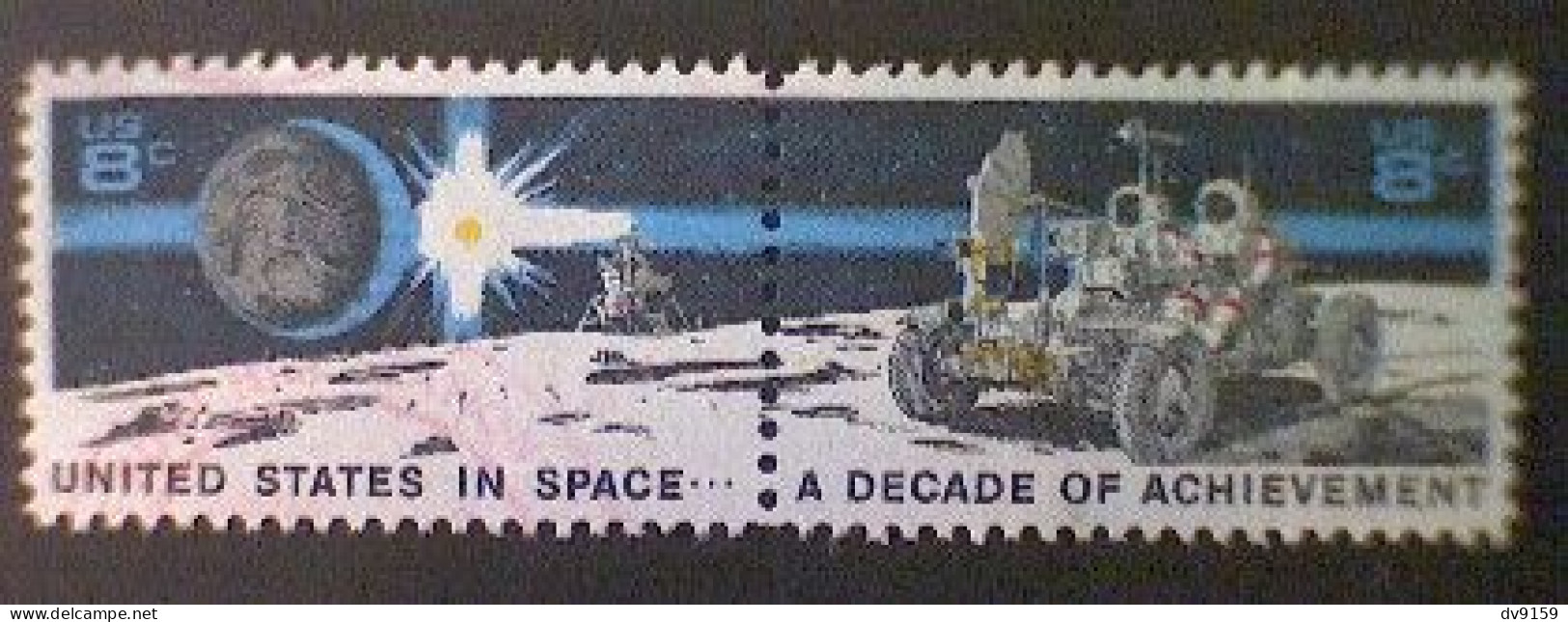 United States, Scott #1435b, Used(o), 1971, Moonscape, Continuous Pair, 8¢ - Oblitérés