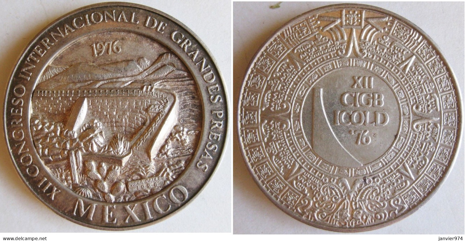 Mexique Médaille En Argent, 12e  Congres International Des Grandes Barrages Mexico 1976. - Autres & Non Classés