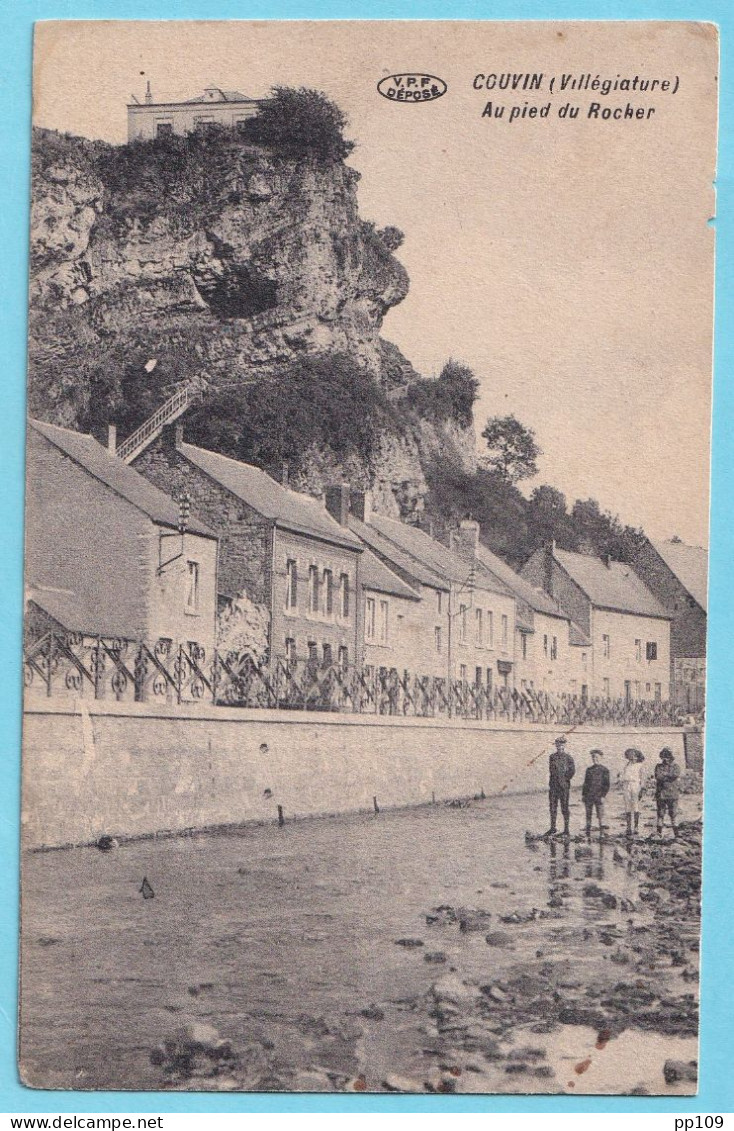 CP COUVIN Au Pied Du Rocher - Obl COUVIN 20 VIII 1914 Juste Avant L'invasion Allemande Franchise Militaire  Vers France  - Niet-bezet Gebied