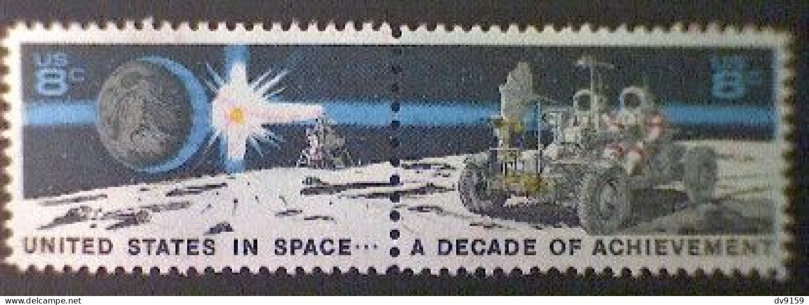 United States, Scott #1435b, Used(o), 1971, Moonscape, Continuous Pair, 8¢ - Oblitérés