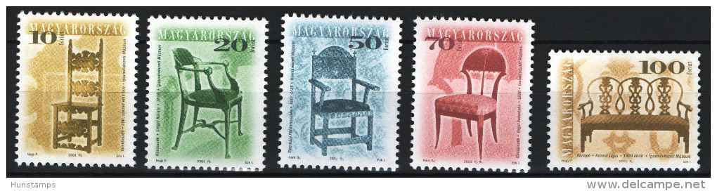 Hungary 2001. Antique Furnitures SPECIAL SET WITH NEW DATE ! MNH (**) Michel: 4561 II - 4565 II - Errors, Freaks & Oddities (EFO)