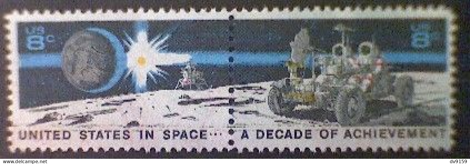 United States, Scott #1435b, Used(o), 1971, Moonscape, Continuous Pair, 8¢ - Oblitérés