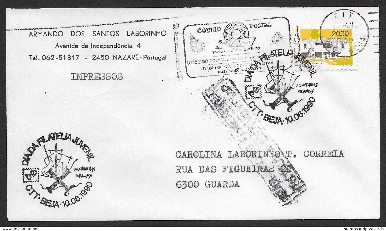 Portugal Lettre Retourné 1990 Cachet Commemoratif Expo Philatelique Beja Alentejo Stamp Event Pmk Returned Cover - Annullamenti Meccanici (pubblicitari)