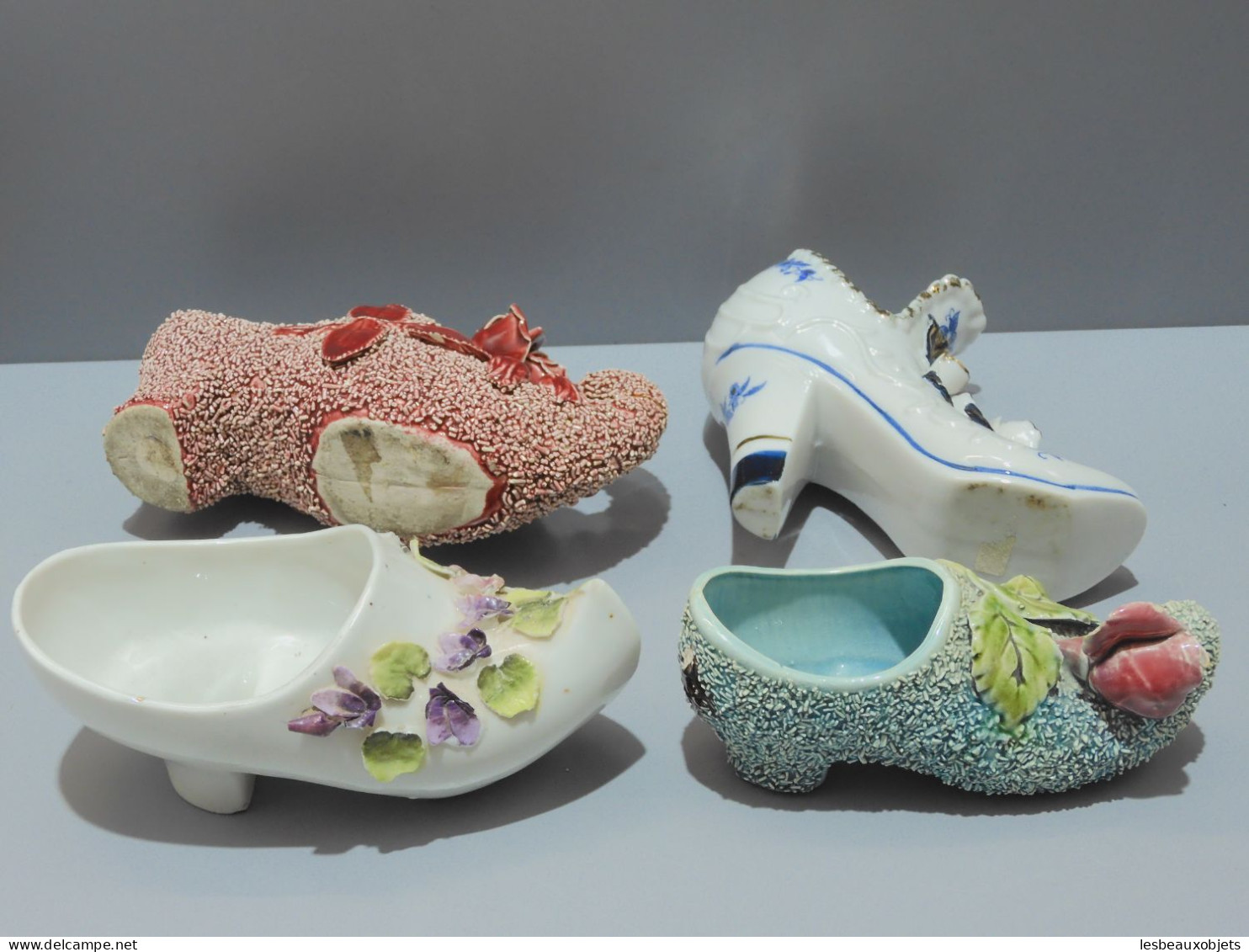 - LOT 6 Grands SABOTS CHAUSSURES PORCELAINE BARBOTINE COLLECTION VITRINE  E - Otros & Sin Clasificación