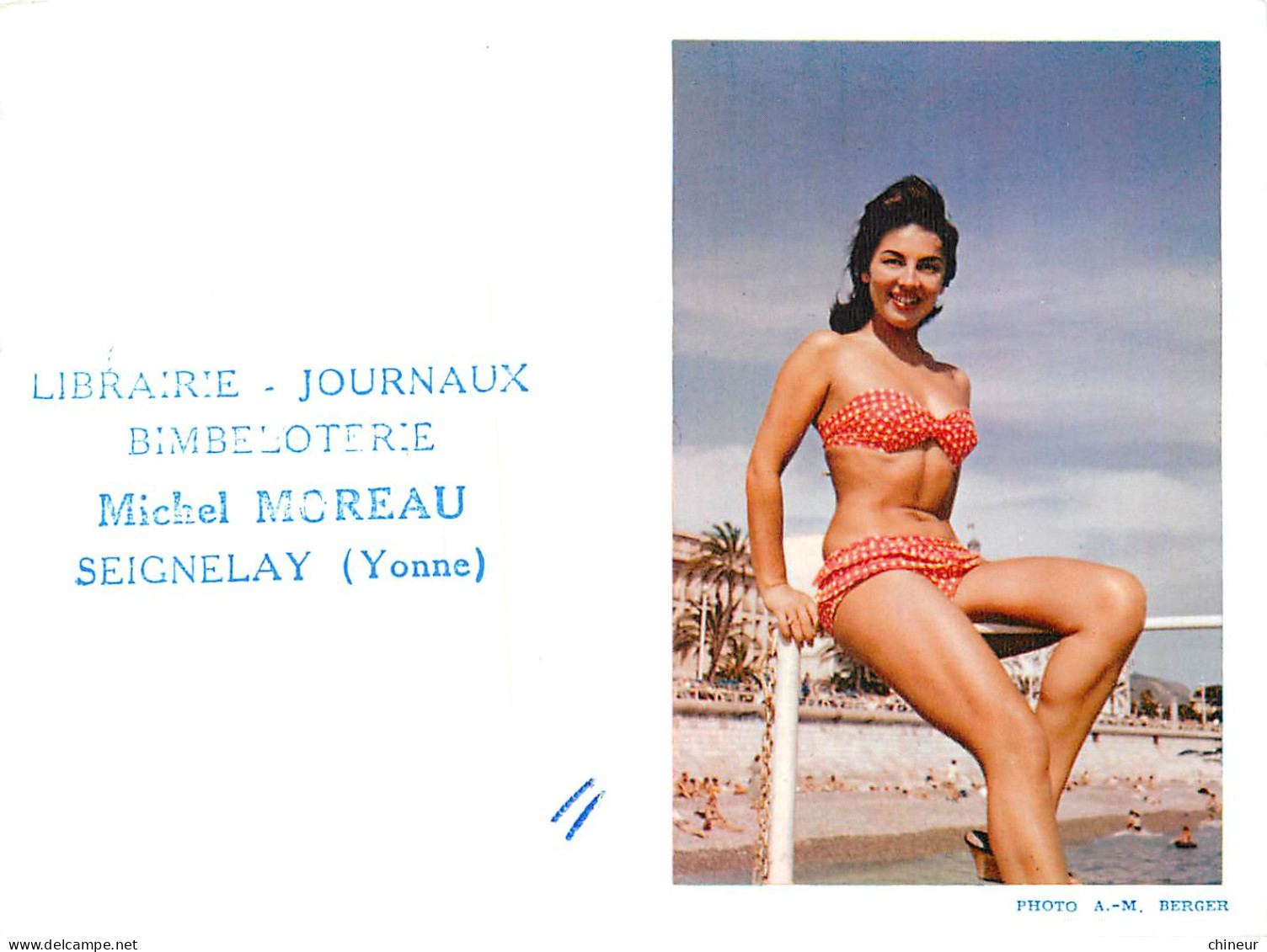 CALENDRIER 1961 LIBRAIRIE JOURNEAUX MOREAU A SEIGNELAY AVEC PIN UP - Petit Format : 1961-70