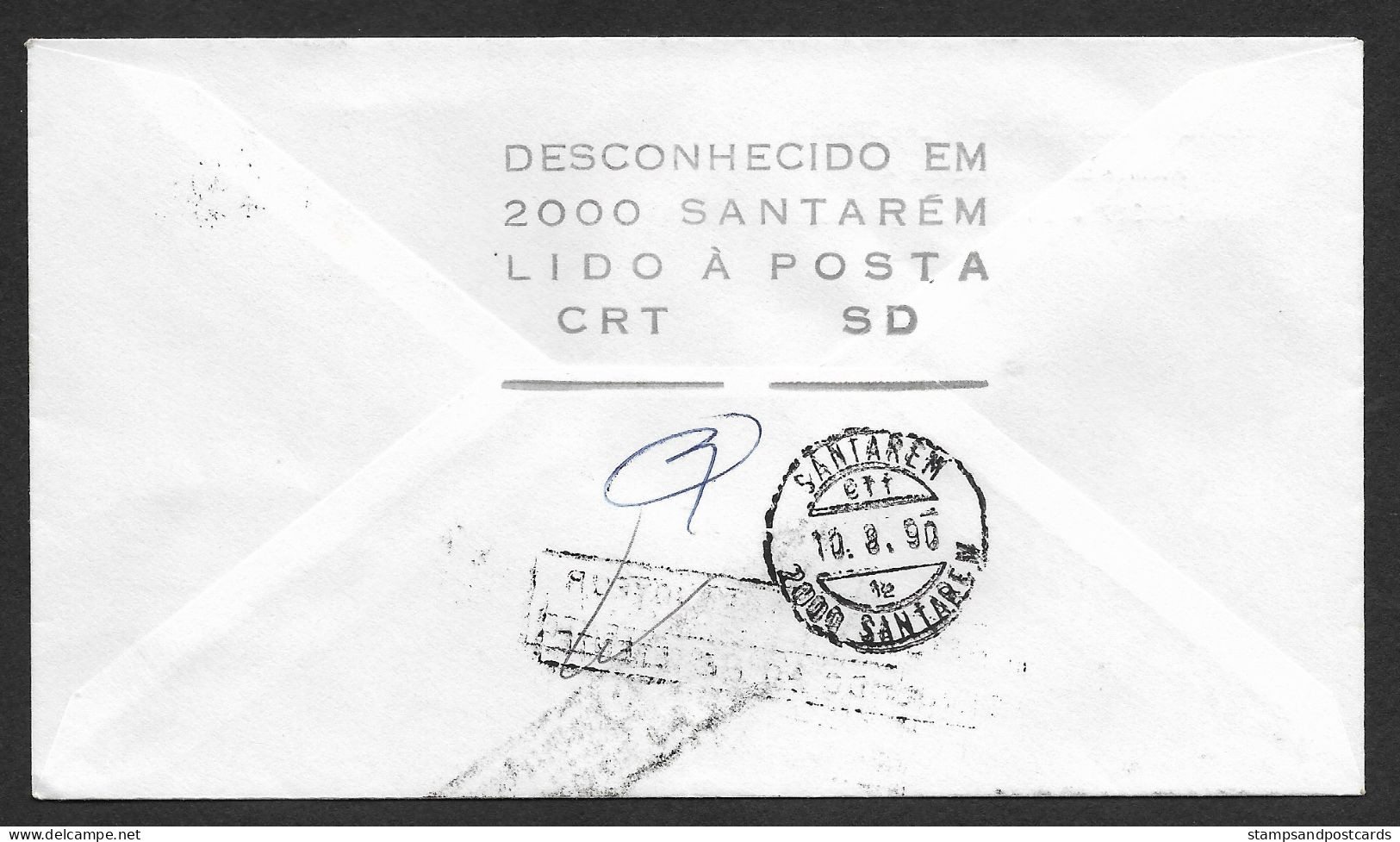 Portugal Lettre Retourné 1990 Cachet Commemoratif Université Coimbra University Event Pmk Returned Cover - Maschinenstempel (Werbestempel)