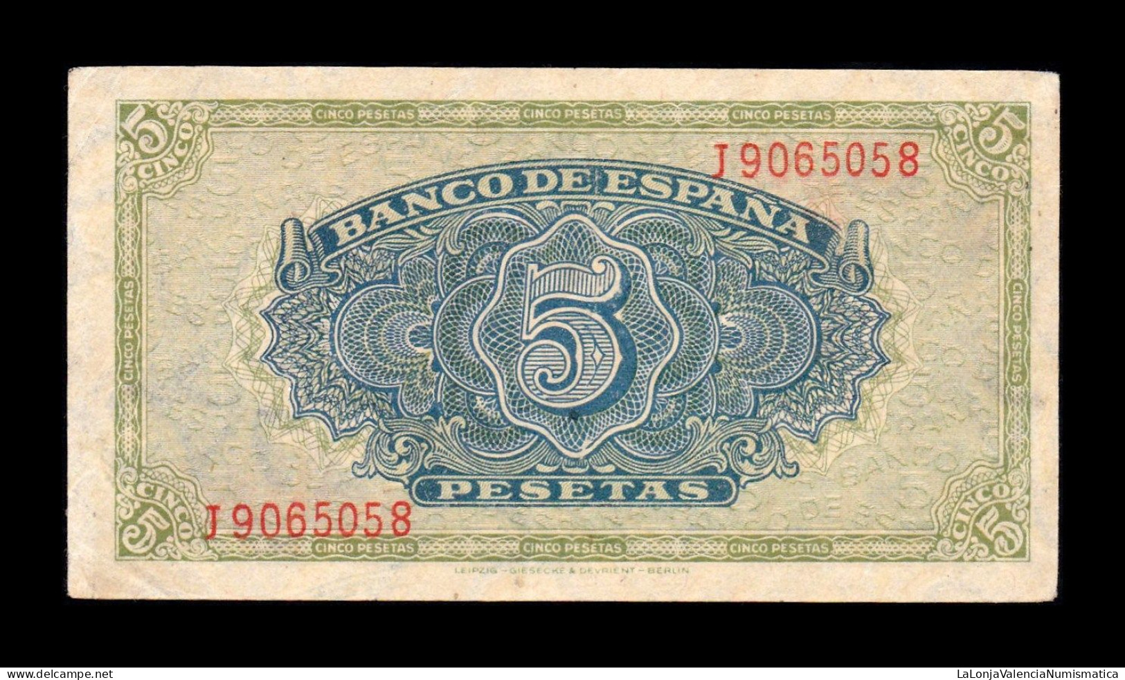 España Spain 5 Pesetas 1940 Pick 123 Serie J Ebc+ Xf+ - 5 Peseten