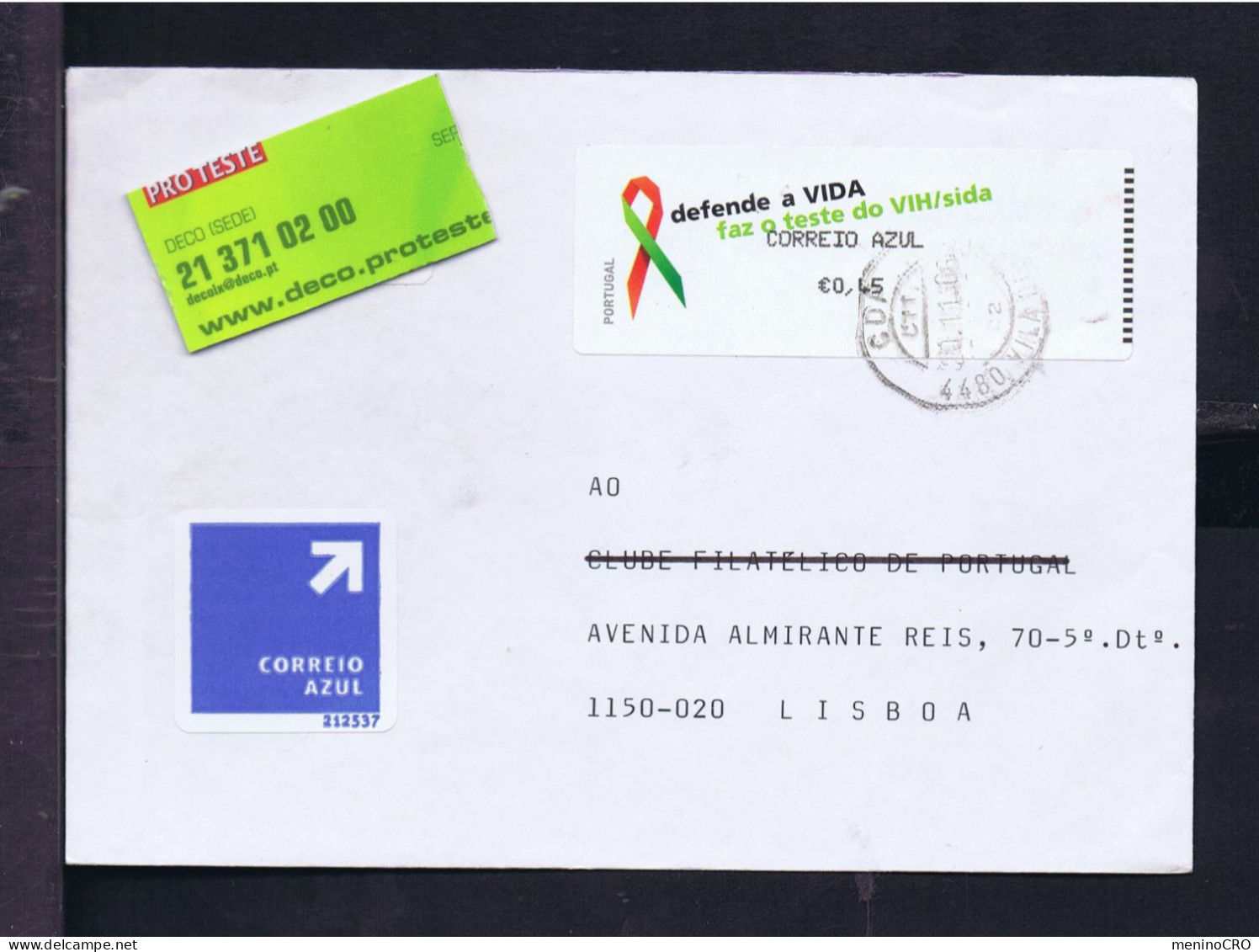 Gc8161 PORTUGAL Santé Health "make Test VIH/ Sida" Adhesive Stamp Label Mailed 2006 Vila Do Conde »Lisboa - EHBO