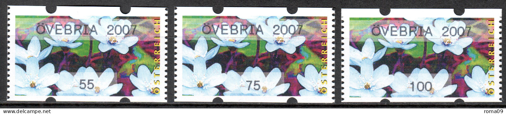 MiNr. 3x (55, 75, 100) ATM 6 G, Eindruck: „ÖVEBRIA 2007“; Postfrisch (**) - Automatenmarken [ATM]