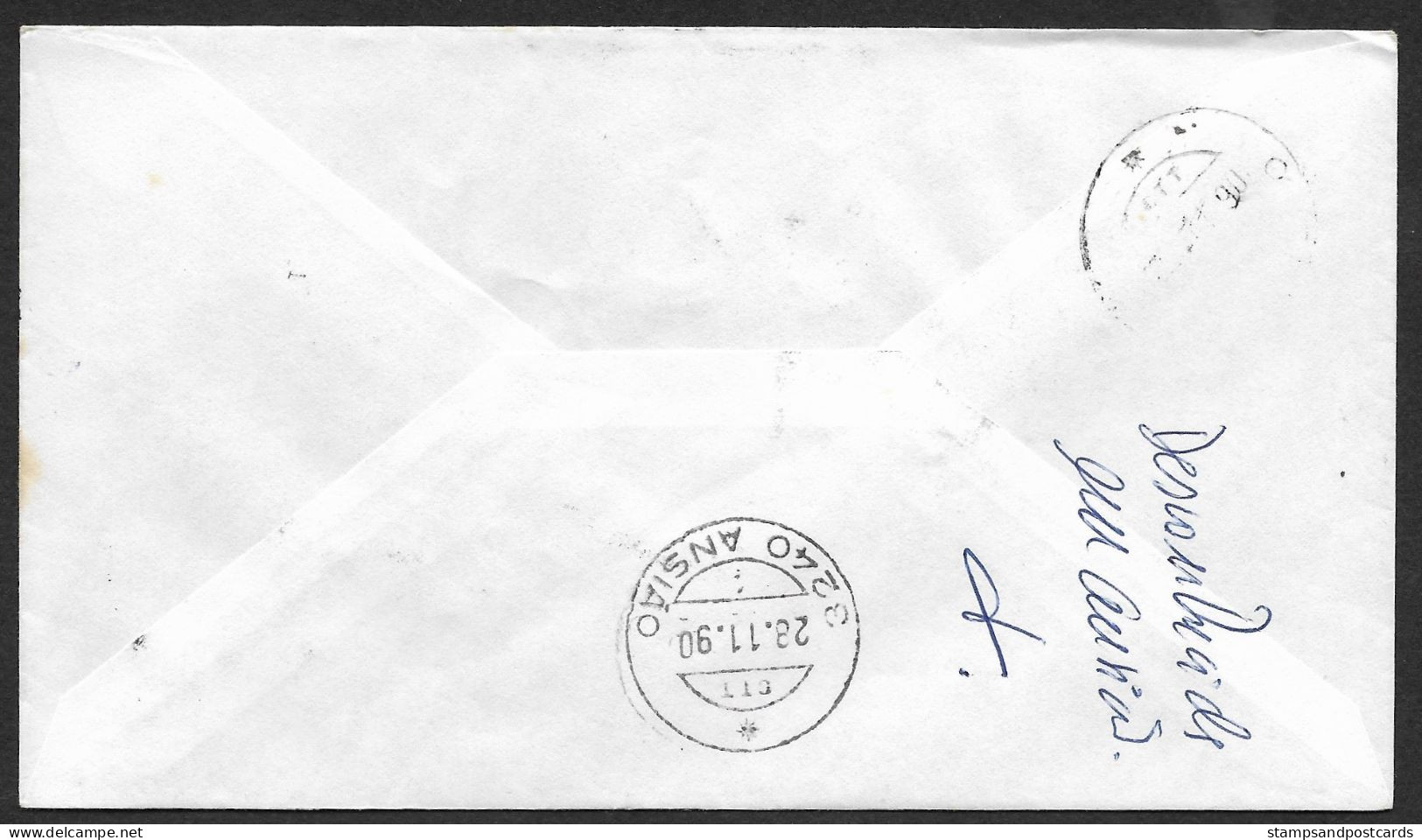 Portugal Lettre Retourné 1990 Cachet Commemoratif  Expo Philatelique Vila Nova De Gaia Event Pmk Returned Cover - Maschinenstempel (Werbestempel)