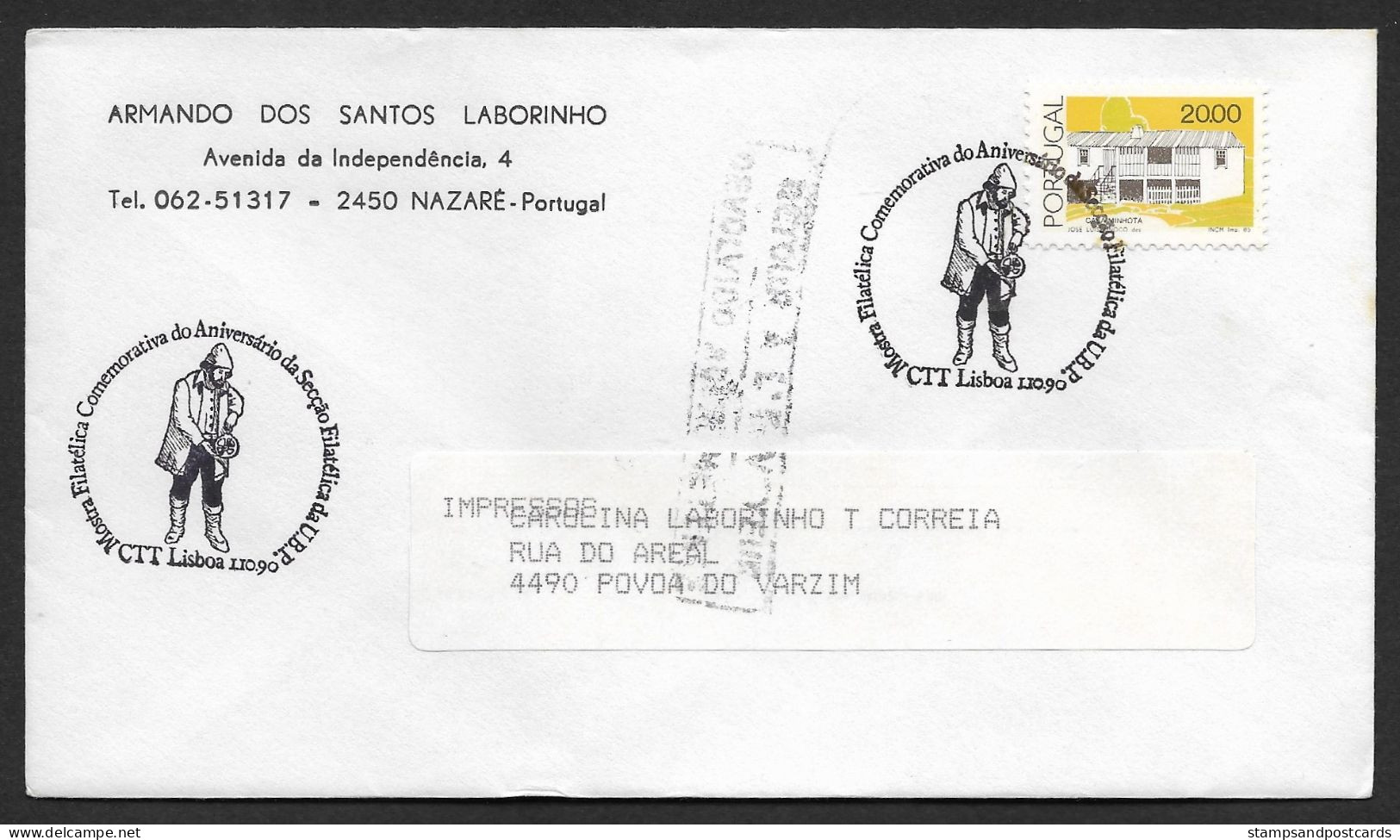 Portugal Lettre Retourné 1990 Cachet Commemoratif  Expo Philatelique Stamp Expo Event Pmk Returned Cover - Sellados Mecánicos ( Publicitario)