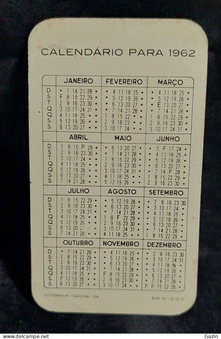 C6/4 - Calendário * Ginecina * Portugal * 1962 - Petit Format : 1961-70