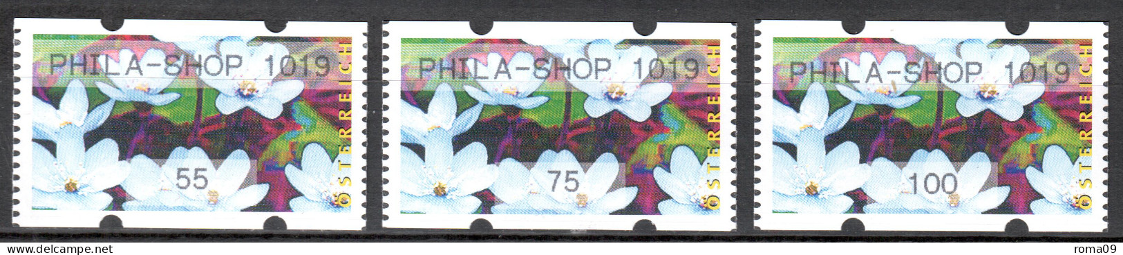 MiNr. 3x (55, 75, 100) ATM 6 L, Eindruck: „PHILA-SHOP 1019“; Postfrisch (**) - Vignette [ATM]