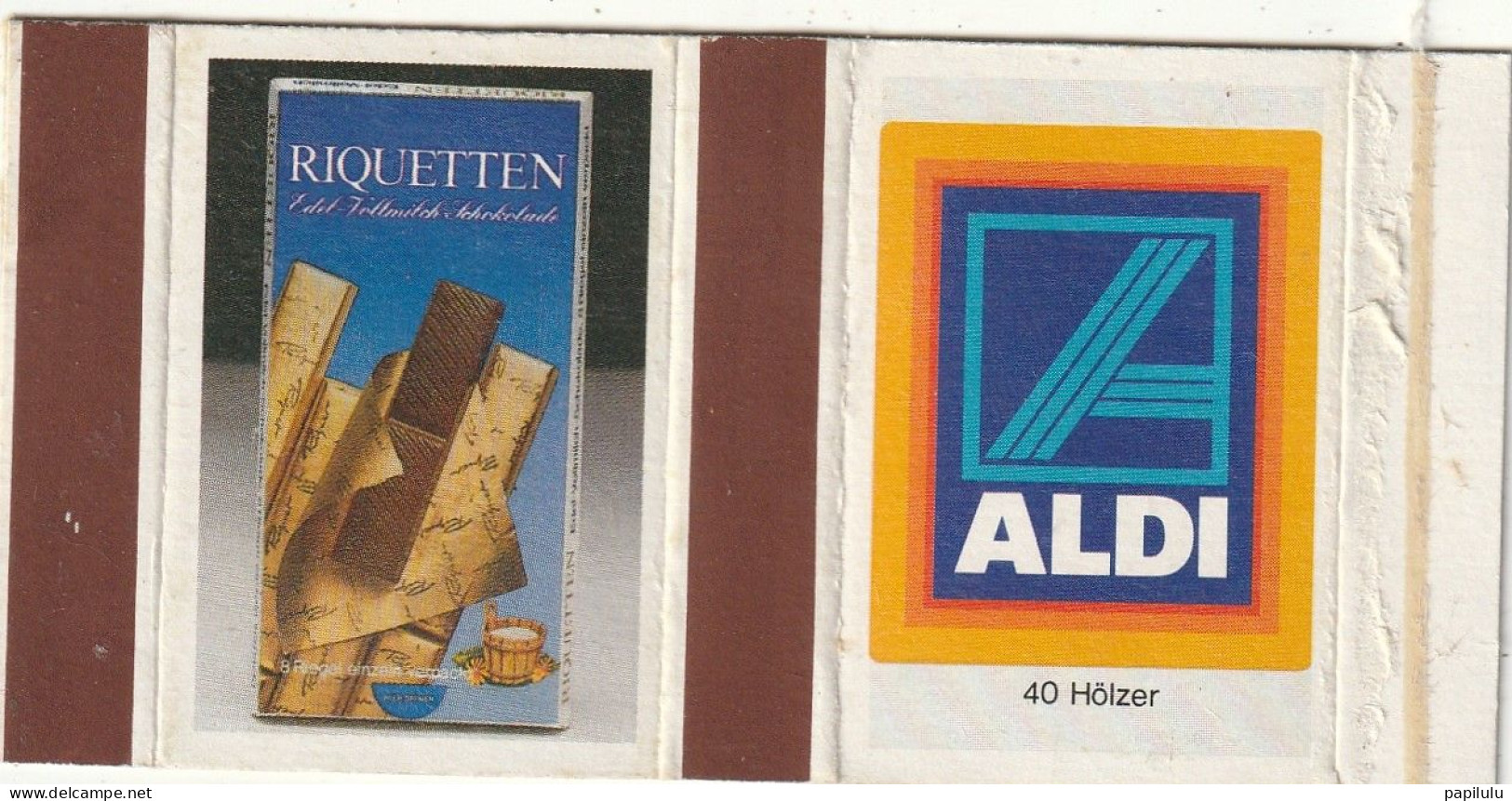 BOITES D'ALLUMETTES 852 Allemagne : ALDI : Pub Riquetten " Chocolat " - Zündholzschachteletiketten
