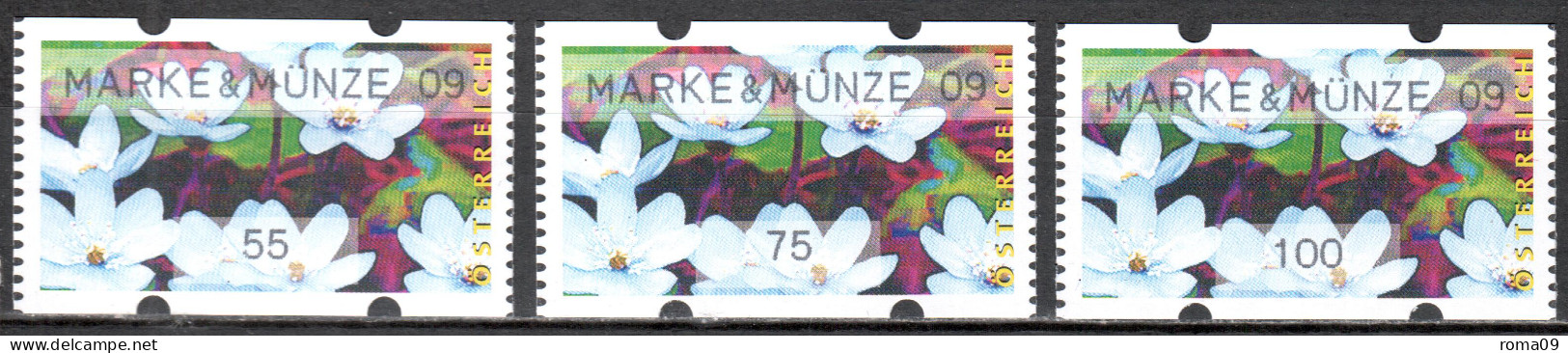 MiNr. 3x (55, 75, 100) ATM 6 N, Eindruck: „MARKE&MÜNZE 09“; Postfrisch (**) - Vignette [ATM]