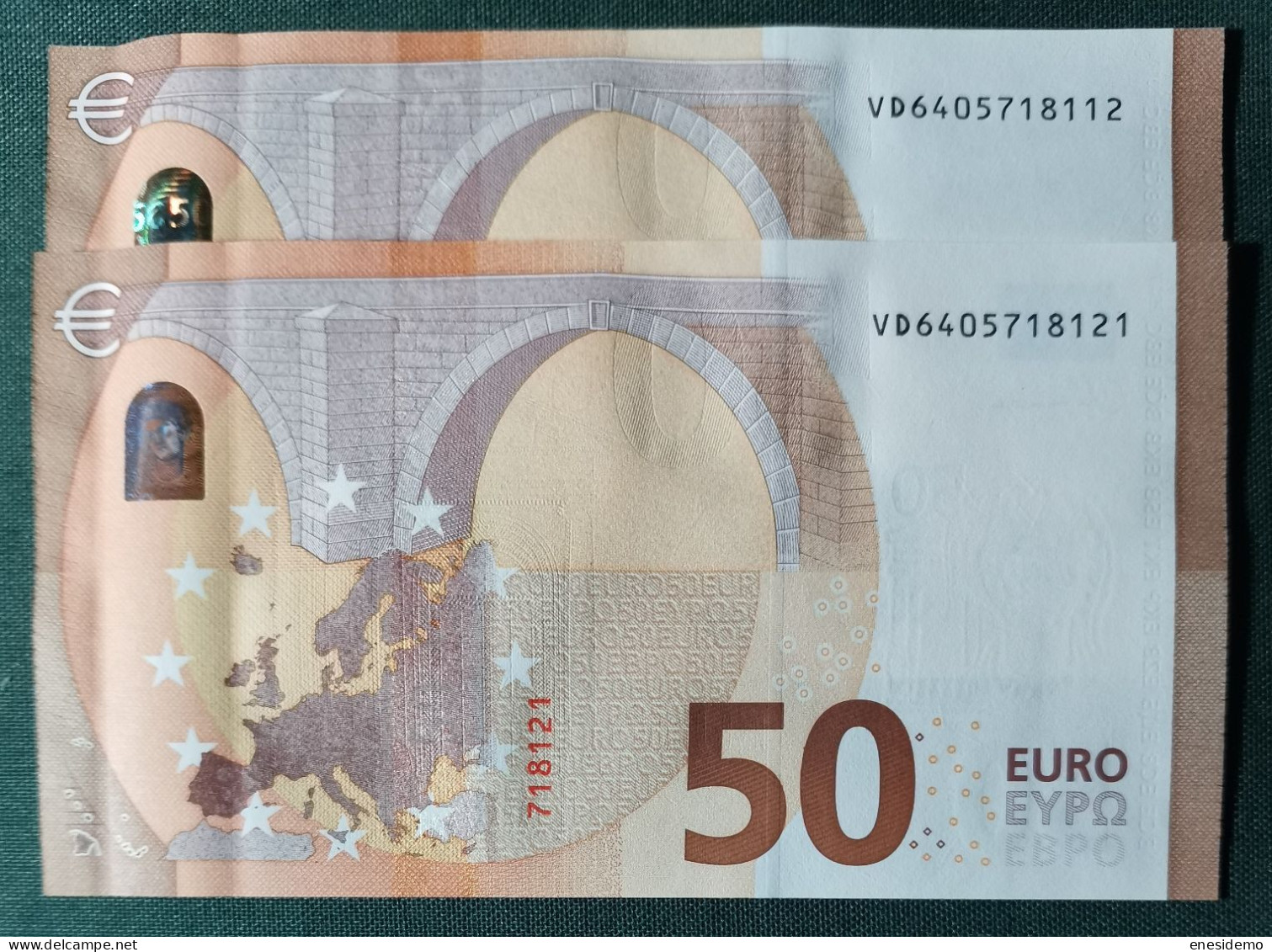 50 EURO SPAIN 2017 LAGARDE V034B5 VD CORRELATIVE COUPLE RADAR 2 SC FDS UNC. PERFECT - 50 Euro