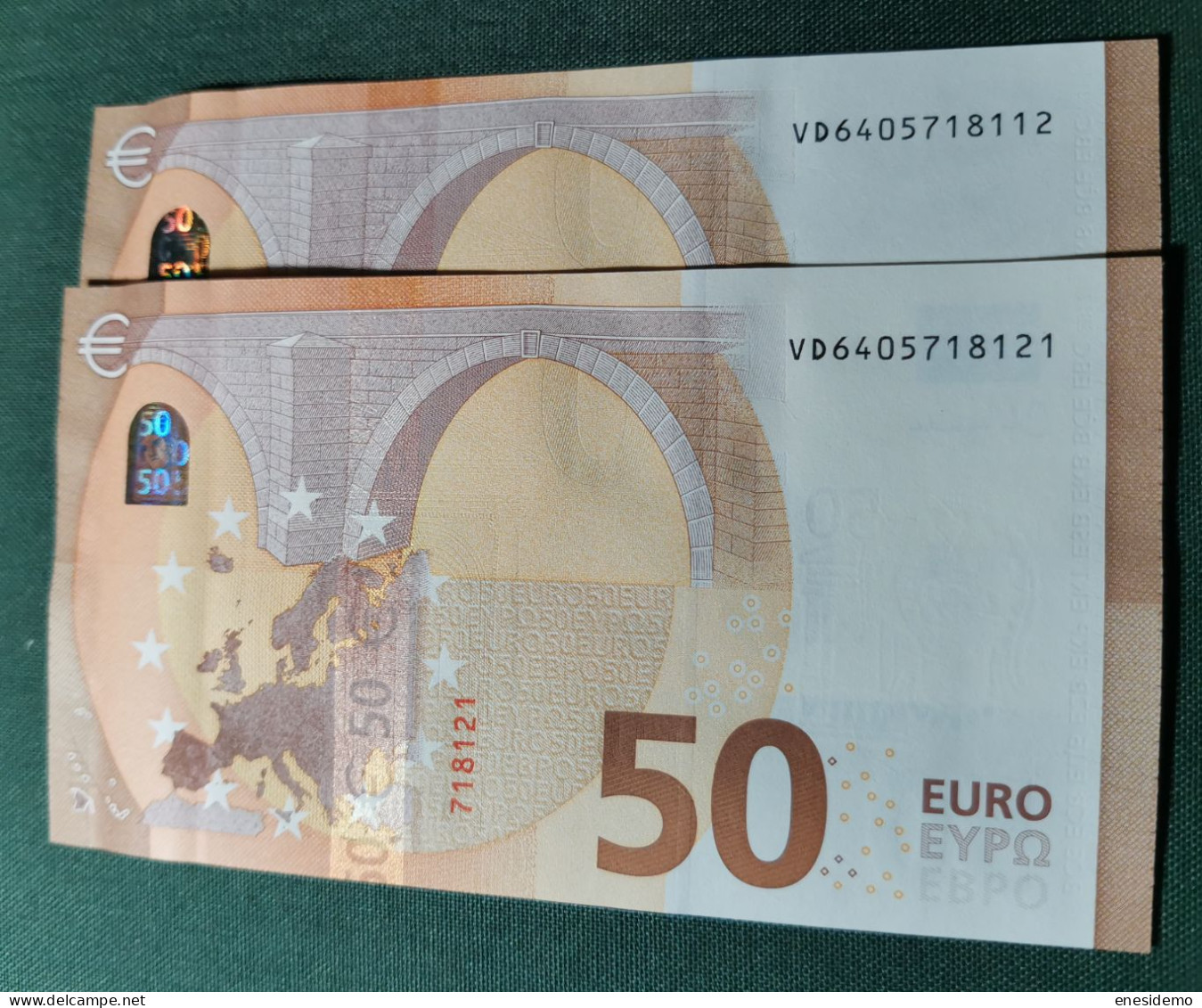 50 EURO SPAIN 2017 LAGARDE V034B5 VD CORRELATIVE COUPLE RADAR 2 SC FDS UNC. PERFECT - 50 Euro