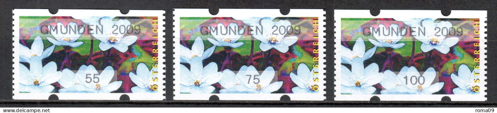 MiNr. 3x (55, 75, 100) ATM 6 P, Eindruck: „GMUNDEN 2009“; Postfrisch (**) - Vignette [ATM]