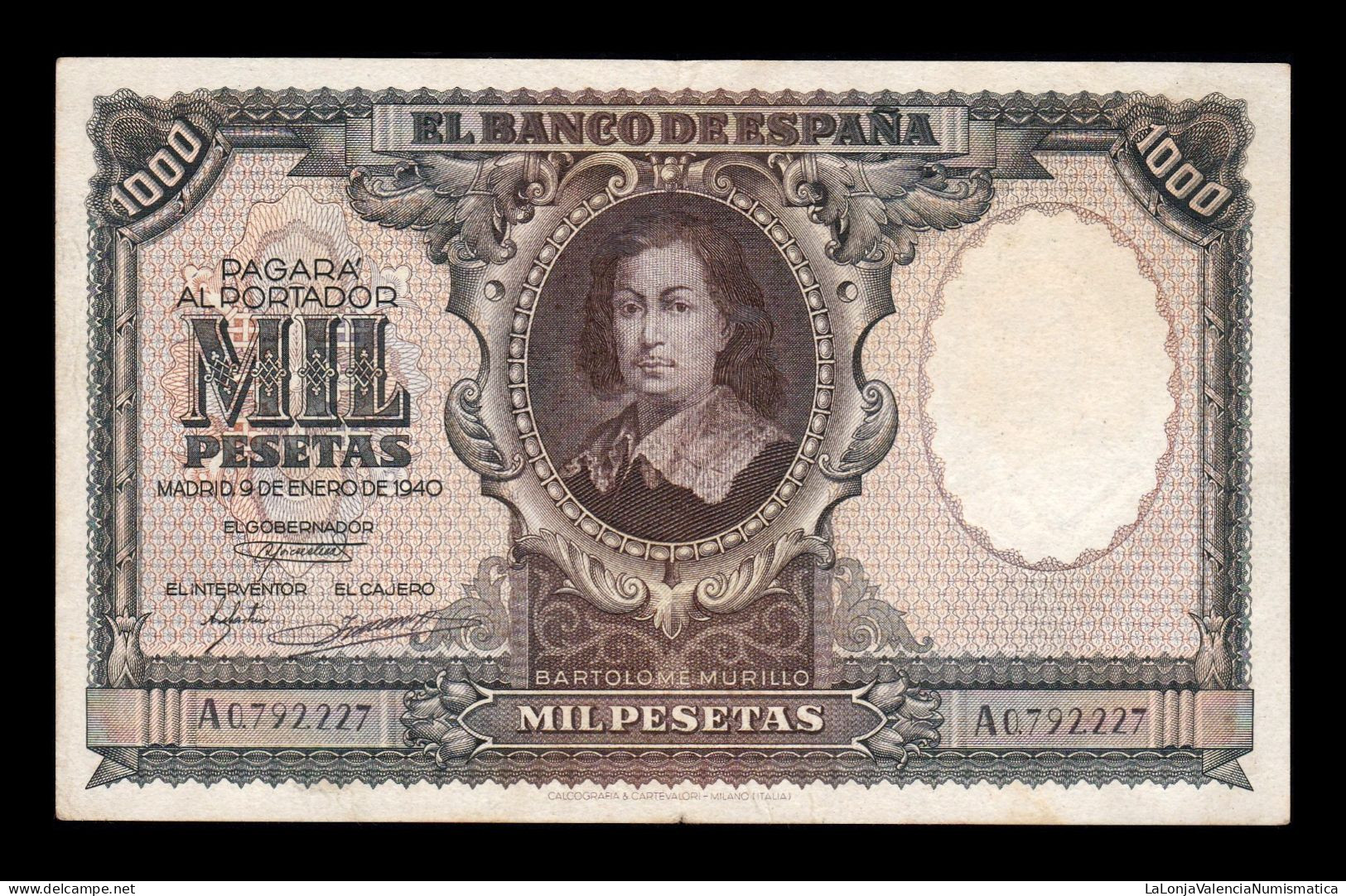 España Spain 1000 Pesetas Bartolome Murillo 1940 Pick 120 Serie A Mbc/+ Vf/+ - 1000 Peseten