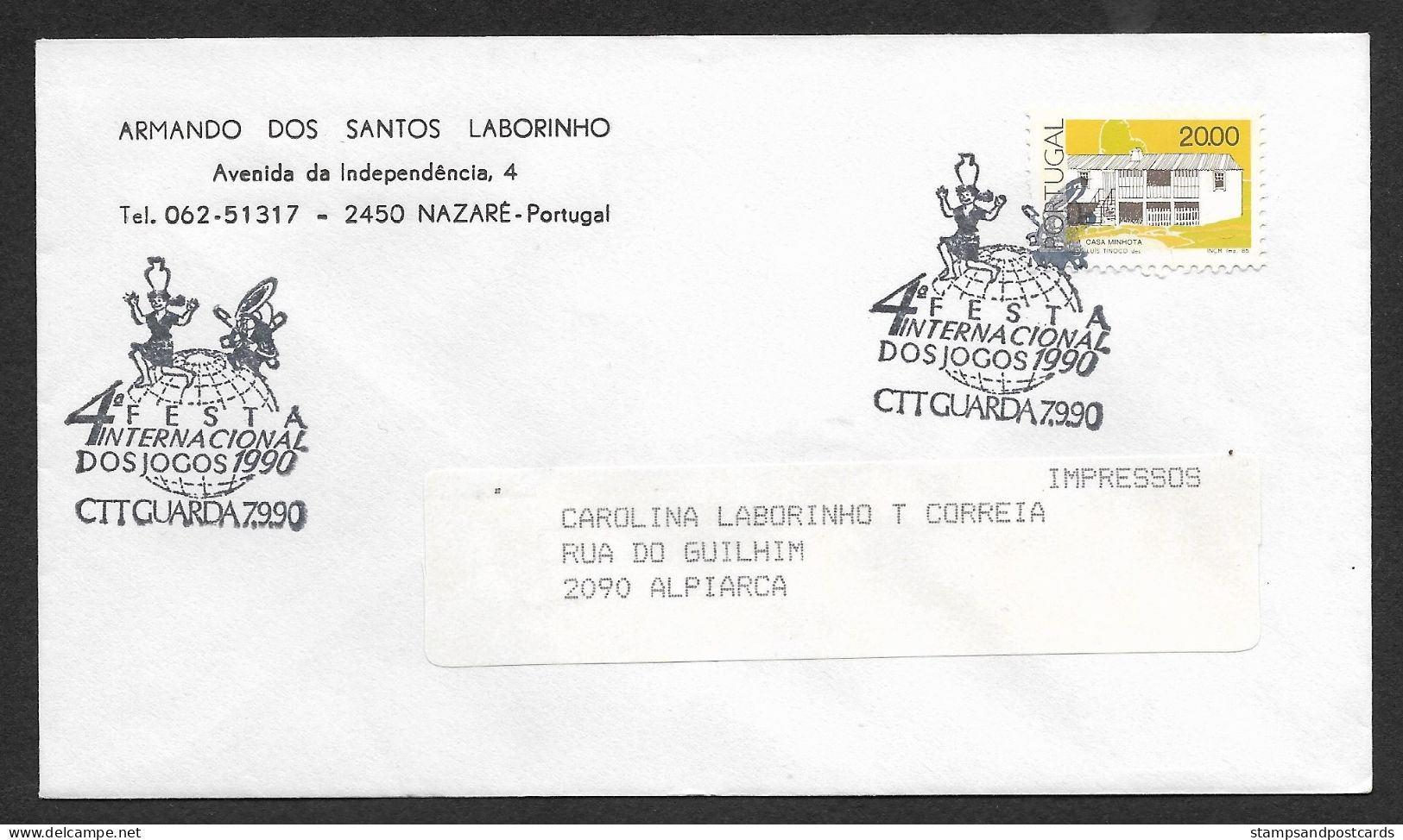 Portugal Cachet Commémoratif Fête Des Jeux Guarda 1990 Games Fair Event Pmk - Annullamenti Meccanici (pubblicitari)