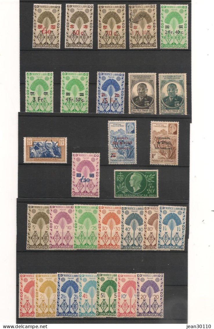 MADAGASCAR ANNÉES 1943/45 N° Y/T : 205/278* 279-284-285-287-288-290/299* Et Oblitérés - Used Stamps