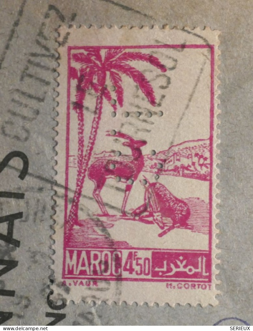 B146 MAROC  BELLE  LETTRE RARE  PERFIN PERFORé CL 1939 PAR AVION CASABLANCA  A COGNAC  FRANCE LIBRE   +AFF.INTERESSANT + - Storia Postale