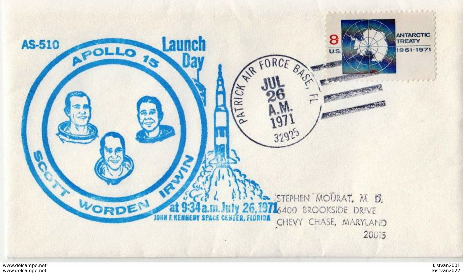 Postal History Cover: USA Cover With Apollo 14 Cachet And Patrick Air Force Base Cancel From 26.jul 1971 - North  America