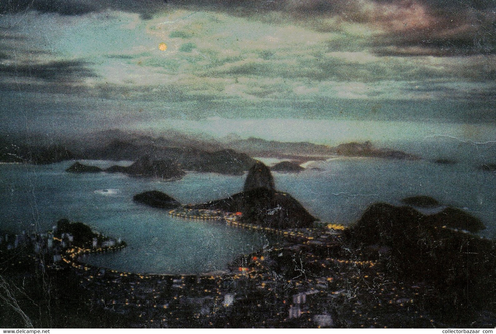Real Photo Rio De Janeiro Noite De Luar, Brazil, Bridge, Coast - Autres