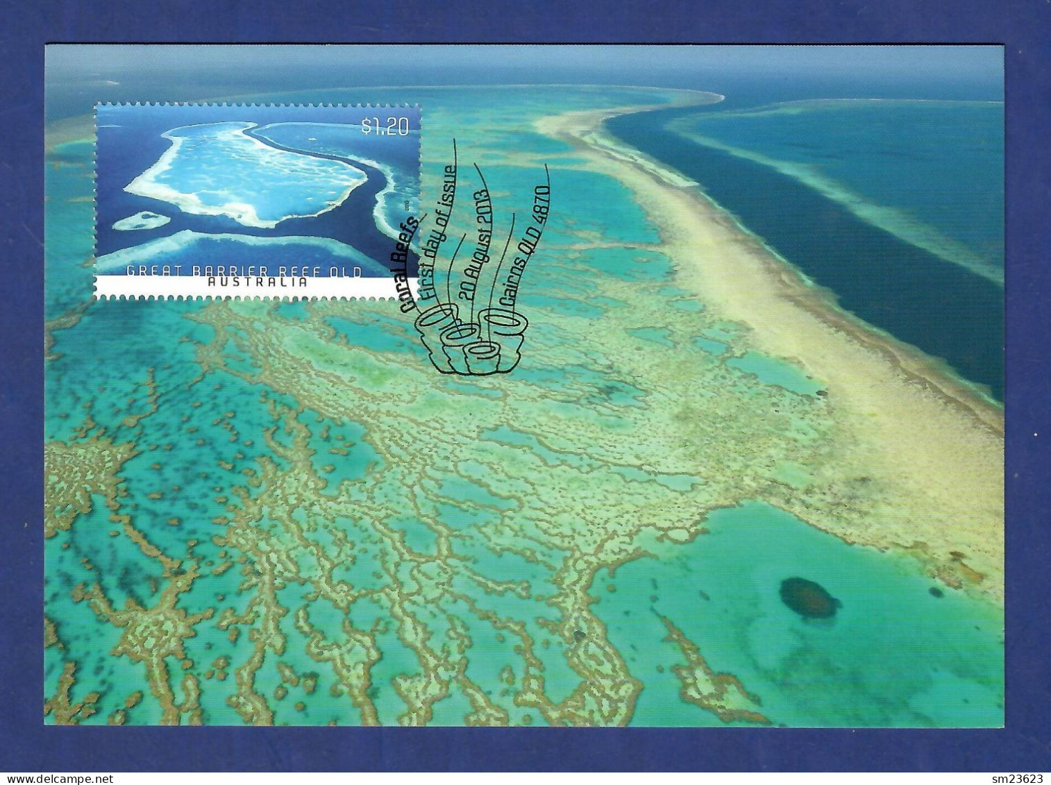 Australien 2013 Mi.Nr. 4008 , Above Great Barrier Reef  - Maximum Card - First Day 20. August 2013 - Cartes-Maximum (CM)