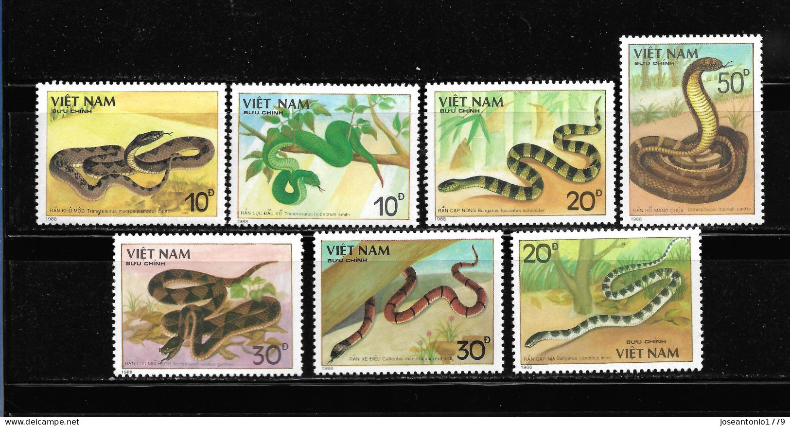 VIETNAM 1988, SERIE Ivert 897/903 TEMÁTIC FAUNA - SERPIENTES. MNH. - Viêt-Nam