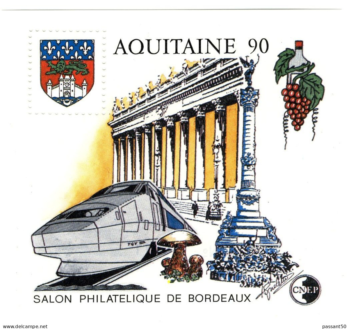 Bloc CNEP N° 12 : Aquitaine 1990. Rare, Voir Le Scan. Cote YT : 24 €, Maury : 28 €. - CNEP