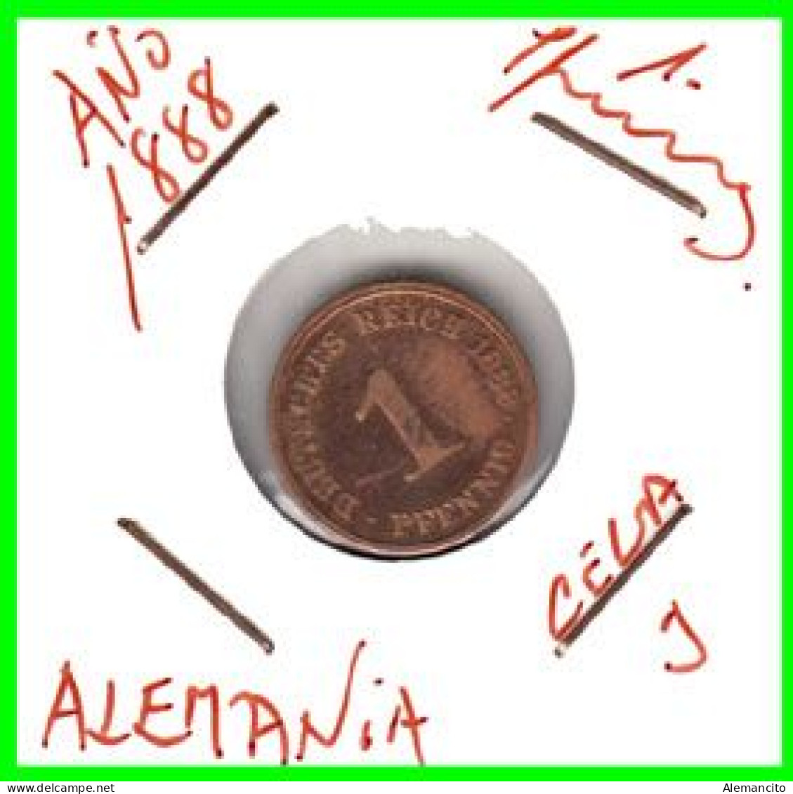 ALEMANIA – GERMANY - IMPERIO MONEDA DE COBRE DIAMETRO 17.5 Mm. DEL AÑO 1889 – CECA-A- KM-1  GOBERNANTE: GUILLERMO I - 1 Pfennig