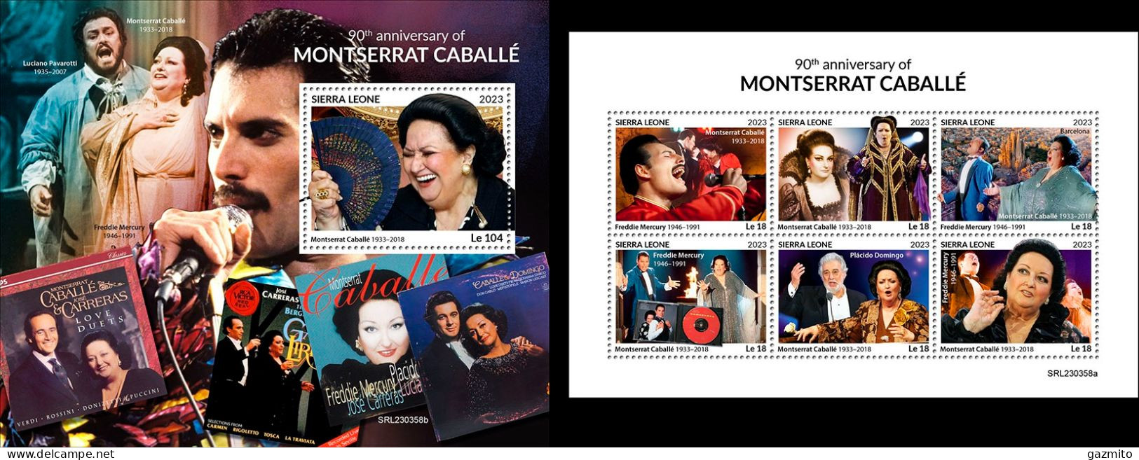 Sierra Leone 2023, Music, Opera, M. Caballe',  6val In BF+BF - Singers